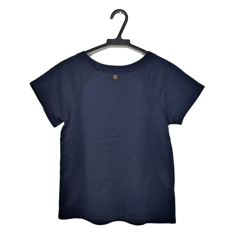 Chanel Short Sleeve Cut And Sew - P57840k07626 Size XS Coco Mark Navy -