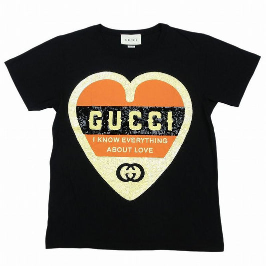 Gucci 20ss Logo Heart Sequin Short Sleeve T-Shirt Cut and Sewn 492347 Xjb72