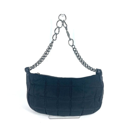 Chanel Shoulder Bag CC Coco Mark Choco Bar Leather / Nylon Black