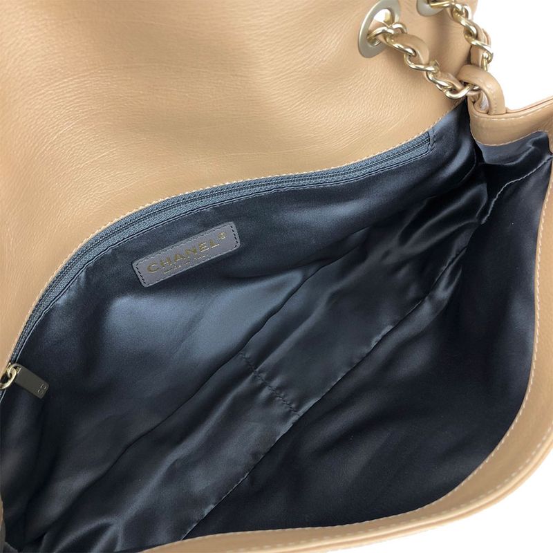 Chanel Shoulder Bag Chain Shoulder Coco Mark Leather Beige Studded Shoulder