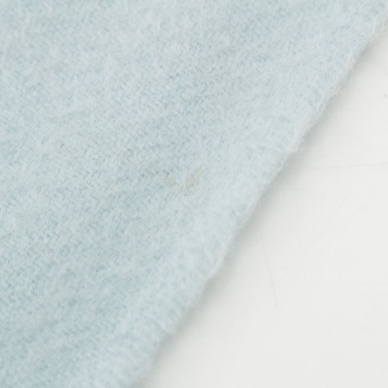 Hermes Cashmere Logo Embroidery Fringe Scarf Blue