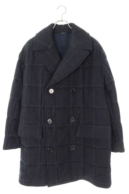 Hermes 23AW Checked Cotton Cashmere Kelp Coat Men's 44