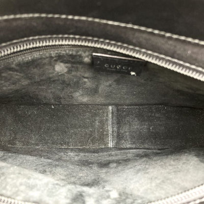 Gucci 001 3071 Shoulder Bag Leather Black Chic Vintage With Mirror Billfold