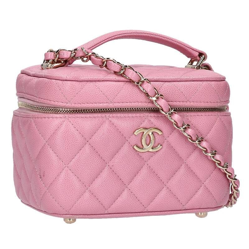 Chanel Vanity Caviar Skin Chain Shoulder Bag Women