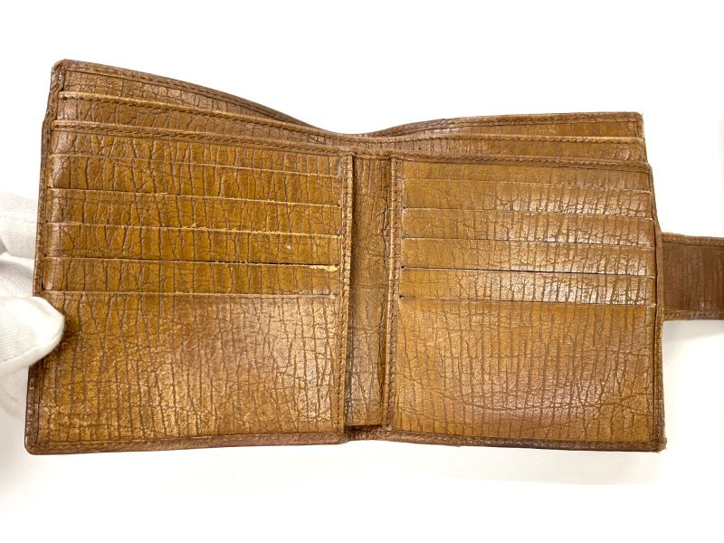 Gucci GG Canvas Leather Compact Wallet Bifold Wallet Bamboo 112521 Beige Made