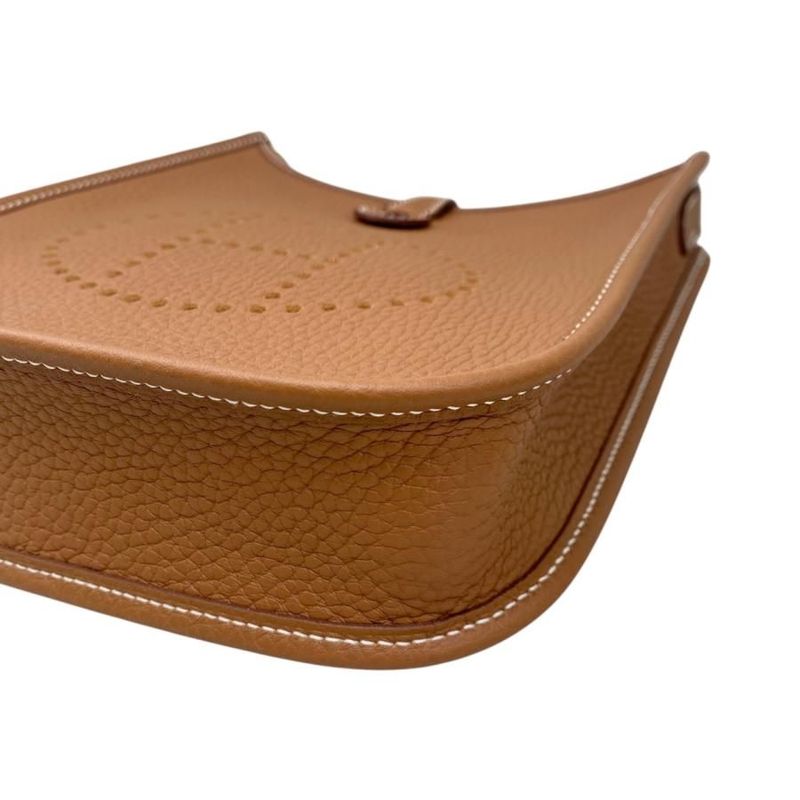 Hermes Shoulder Bag Evelyn TPM W Engraved Taurillon Clemence Gold Brown Silver