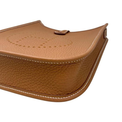 Hermes Shoulder Bag Evelyn TPM W Engraved Taurillon Clemence Gold Brown Silver