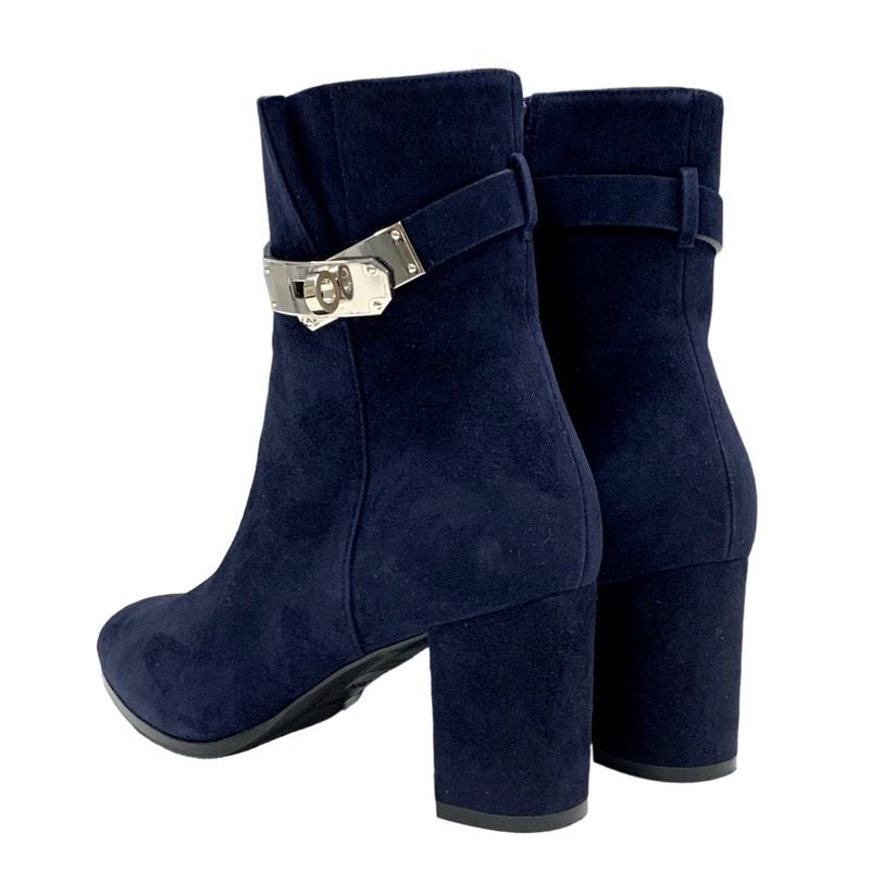 Hermes Saint Germain Boots Short Boots Shoes Kelly Hardware Suede Navy