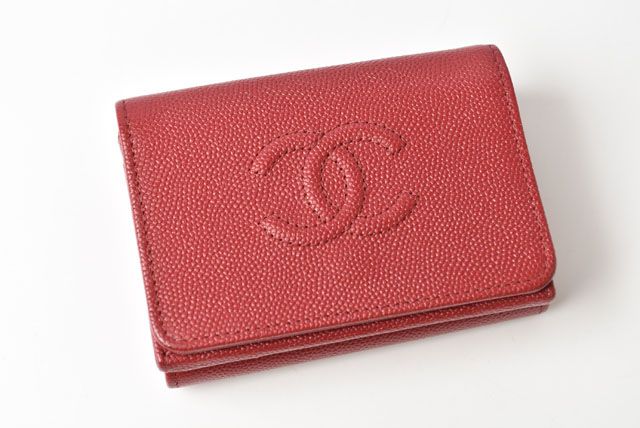 Chanel Mini Wallet Trifold Wallet Chanel Wallet Coco Mark Caviar Skin Dah Cles