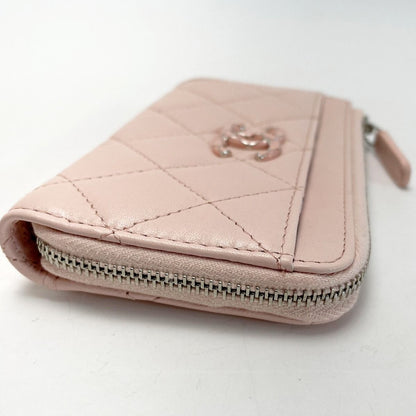 Chanel Matelasse Card Case Ap3630 Light Pink Coco Mark Lambskin Coin Case