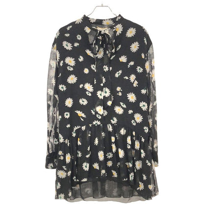 Saint Laurent Paris 18aw Skipper Ribbon Flower Shirt Dress 485610 Black 34