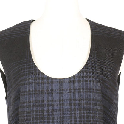 Louis Vuitton Dress Checked Wool Navy Women's Dress