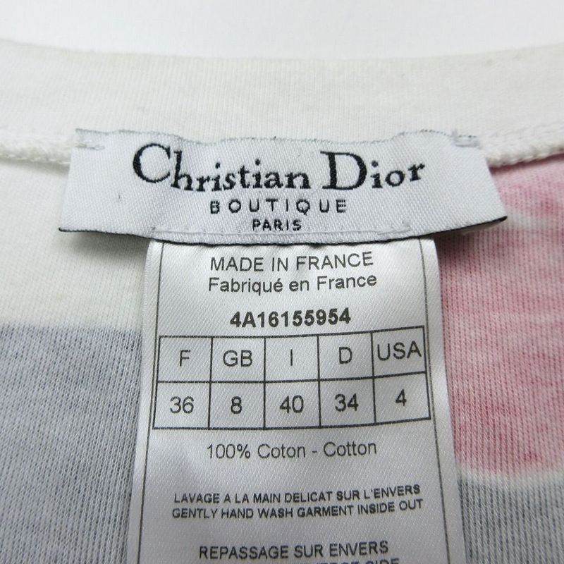 Christian Dior 04ss Dolls Stripe Floral V-Neck T-Shirt Short Sleeves Size M