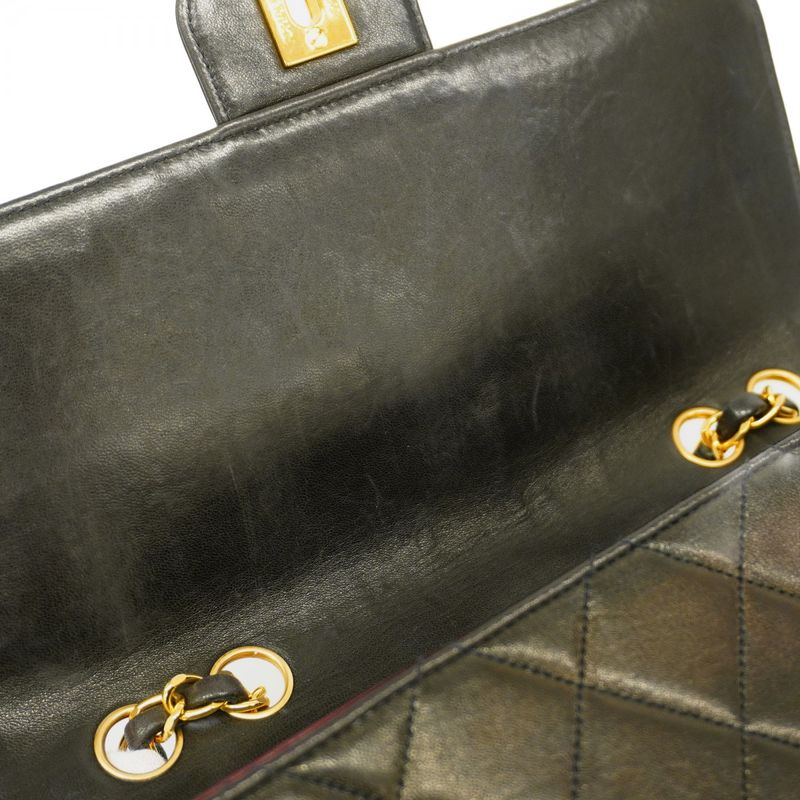 Chanel Shoulder Bag Matelasse Lambskin Black Gold Hardware Women