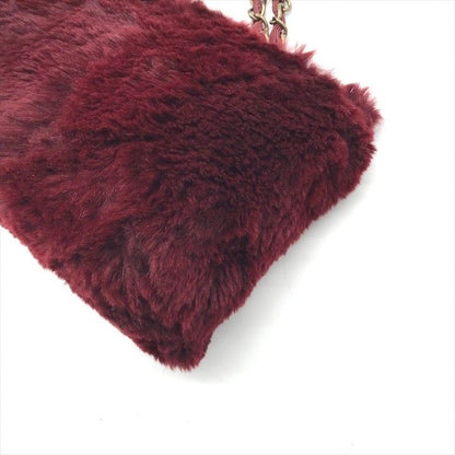 Chanel CC Logo Lapin Chain Shoulder Bag Wine Red Gold Vintage