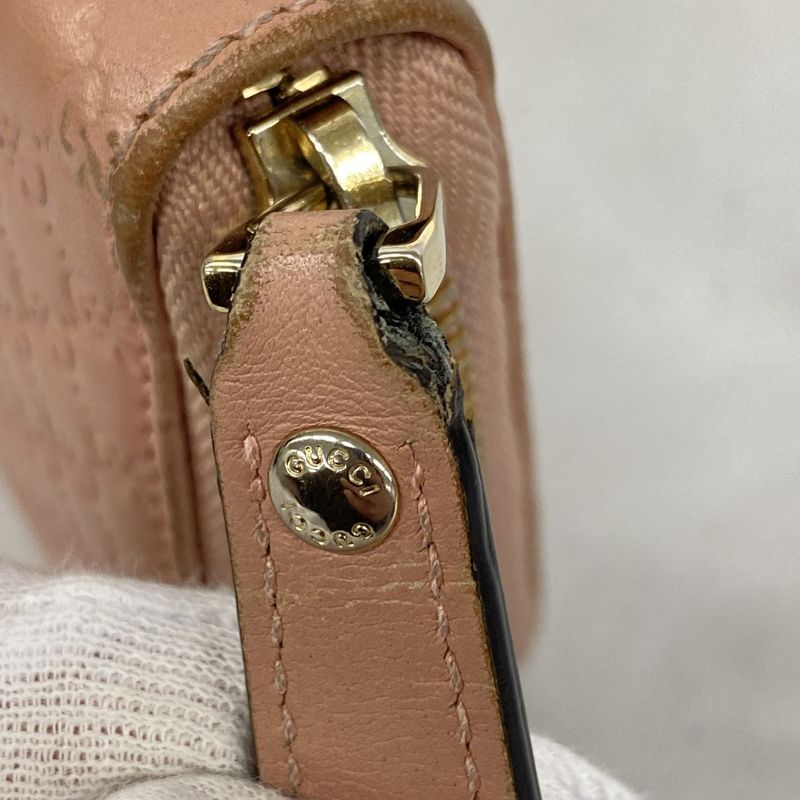 Gucci Long Wallet Micro Guccissima 449391 Leather Pink Chien Pan Gold Hardware
