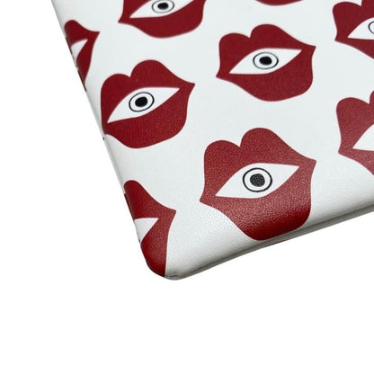 Celine Clutch Bag Telepathy Love Leather Logo Mouth Eye Red White Gold Hardware