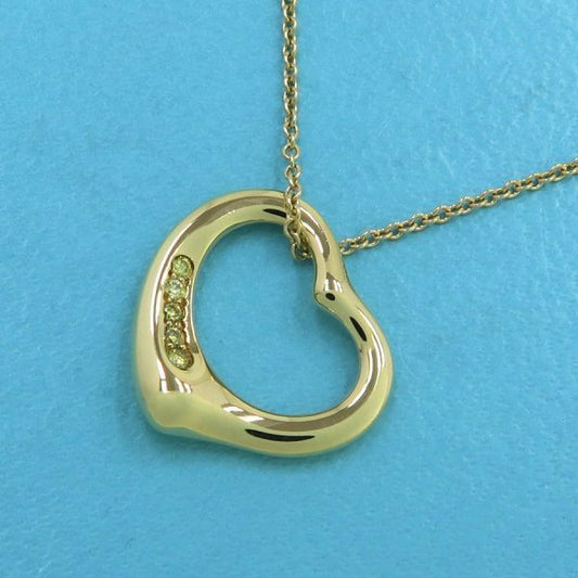 Tiffany & Co Open Heart Necklace /16mm (063in)/ Yellow Diamond 5P [none Fee