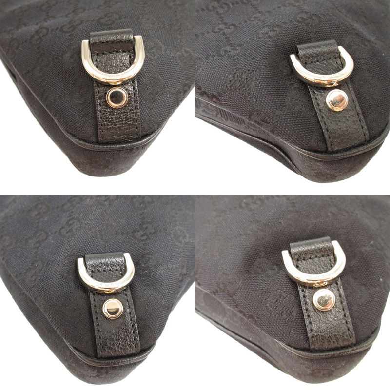 Gucci Abby 130738 GG Canvas Leather Hobo Black Shoulder Bag 1650 Gucci