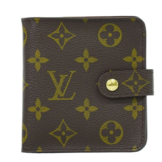 Authentic Louis Vuitton LV Compact Zip Monogram Fold Wallet Brown M61667