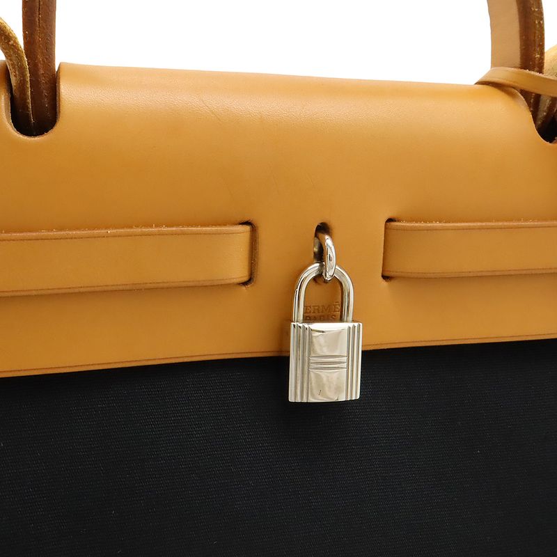 Hermes Herbag PM Handbag 2WAY Shoulder Bag Toile Officier Toile GM Leather