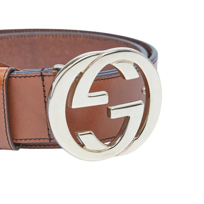 Gucci Interlocking G Belt Size: 85 34 114876 Brown Leather Women's Gucci