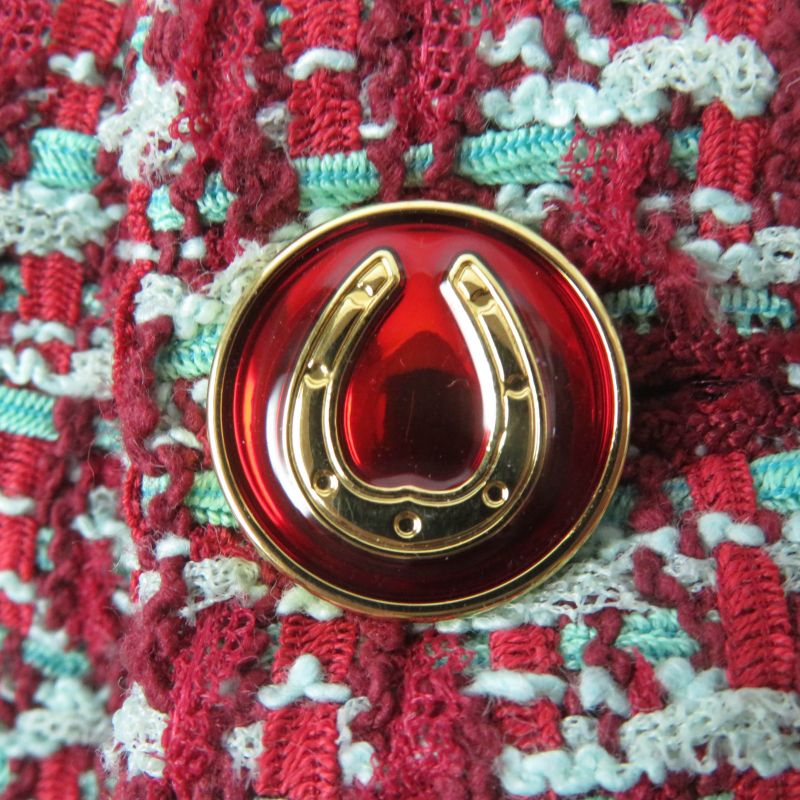 Gucci 691396 Tweed Shorts With Horseshoe Buttons Red Greenish 42 Made In Italy