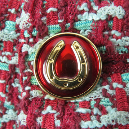 Gucci 691396 Tweed Shorts With Horseshoe Buttons Red Greenish 42 Made In Italy