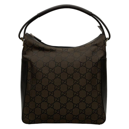 Gucci Handbag GG Pattern 13730 Dark Brown And Black Leather