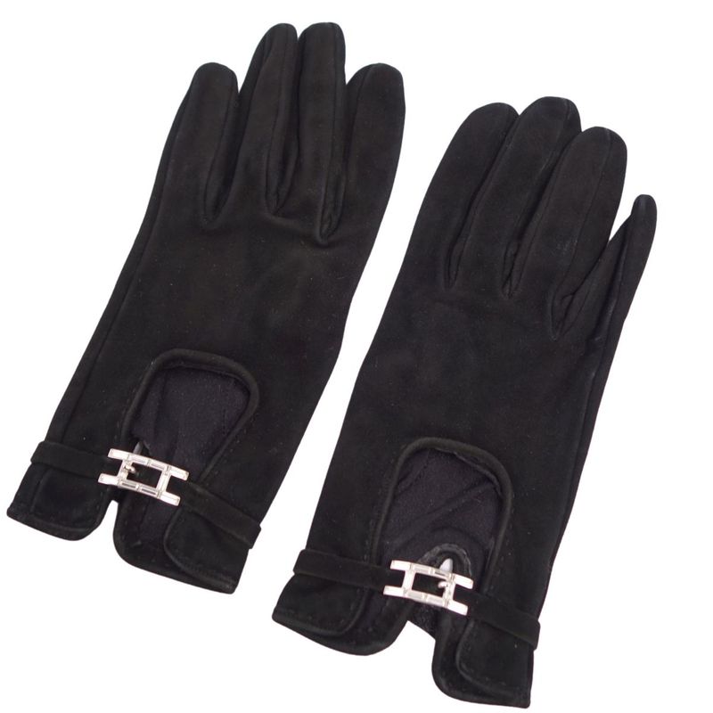 Hermes Gloves H Logo Hardware Suede Leather Rede