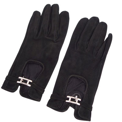 Hermes Gloves H Logo Hardware Suede Leather Rede