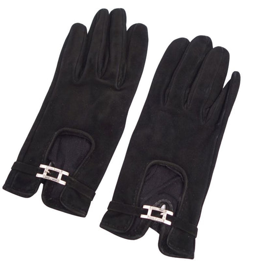Hermes Gloves H Logo Hardware Suede Leather Rede