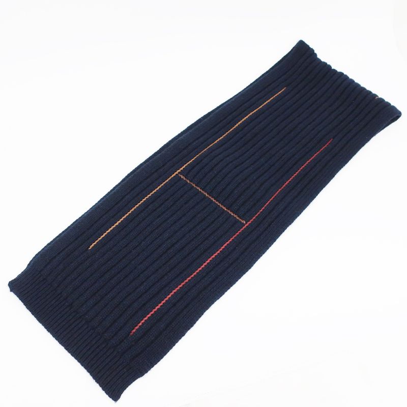 Hermes Muffler-h Torsade Cuir Navy-style Cashmere Silk Clothing