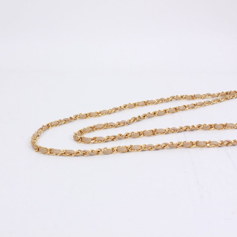 Chanel Matelasse Chain Calfskin Beige Shoulder Bag Gold