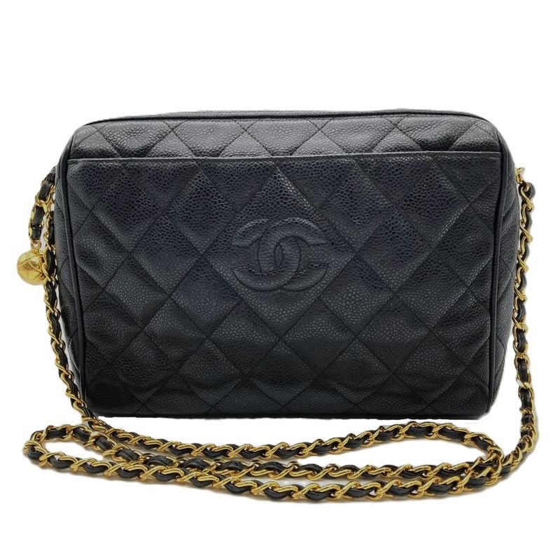 Chanel Coco Mark Matelasse Chain Shoulder Bag Caviar Skin Black 7 Digits 3s