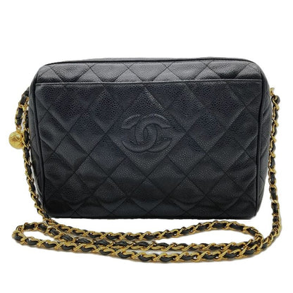 Chanel Coco Mark Matelasse Chain Shoulder Bag Caviar Skin Black 7 Digits 3s