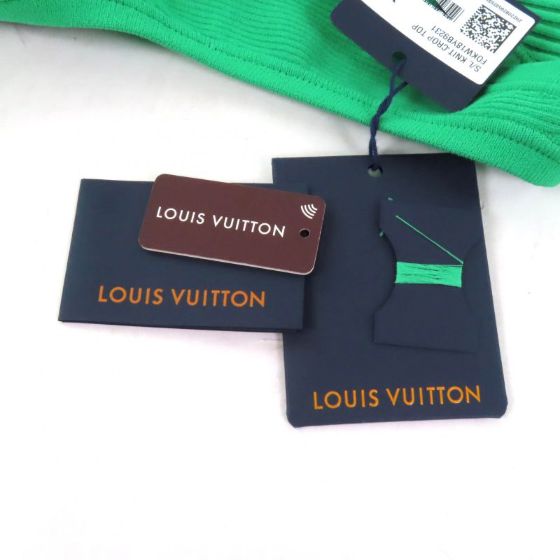 Louis Vuitton 23AW 1ab8cs Chain Decor Cropped Ribbed Tank Top Green XS Made In