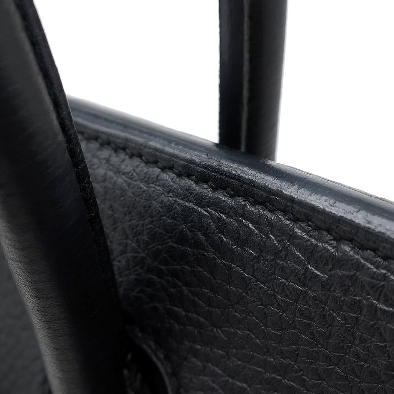 Hermes Handbag Birkin 35 Togo Black Matte Silver Hardware Black D Engraved