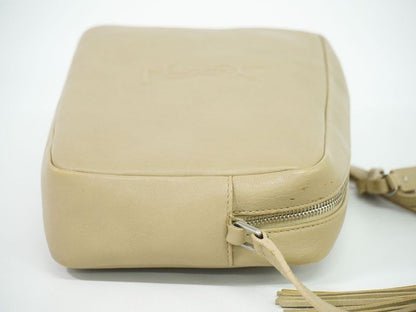 Authentic Saint Laurent Lou Shoulder Bag Pochette Camera Bag Leather Beige