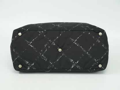 Authentic Chanel New Travel Line Tote Bag Handbag Nylon Black New Travel Line