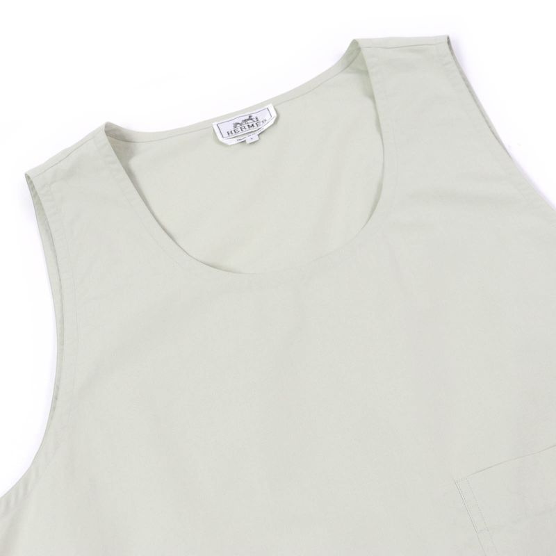 Hermes 23SS 100% Cotton Patch Pocket Crew Neck Sleeveless Cut & Sewn Pullover
