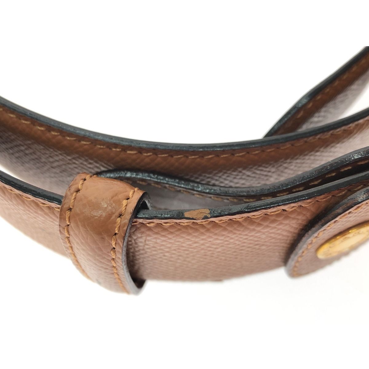 Bvlgari Men's Round Logo Buckle Belt Leather Camel 80-90cm (35.43in) Light