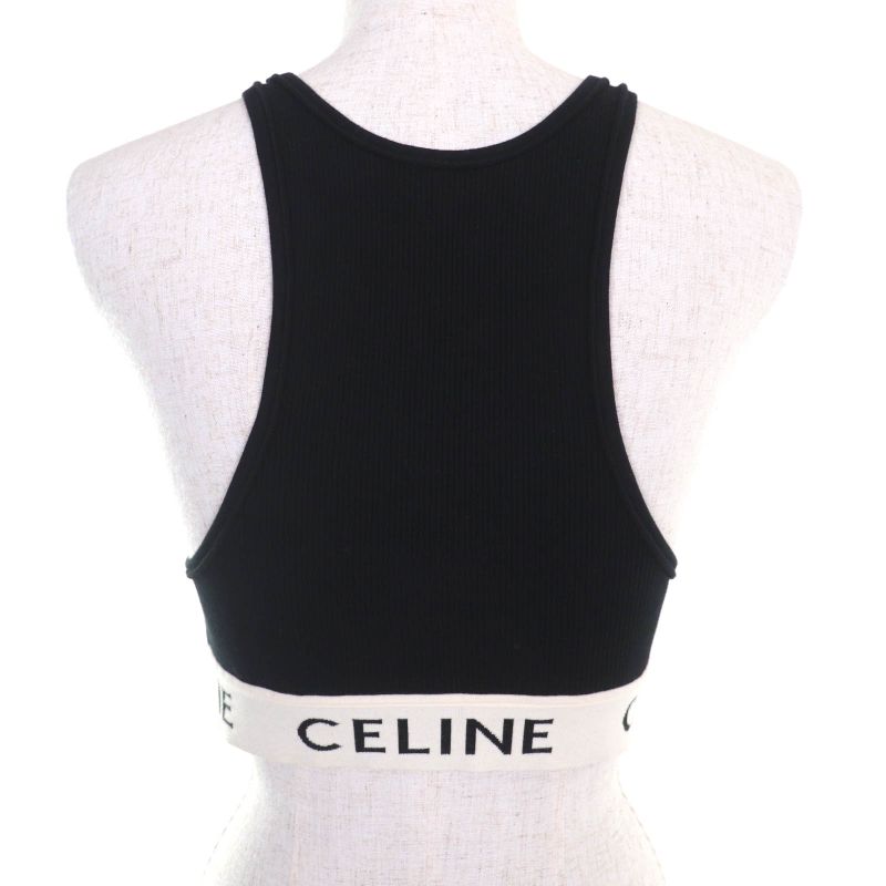 Celine 2a68l372n Athlete Bra / Mesh Logo Design Top Black / Cream S Made In