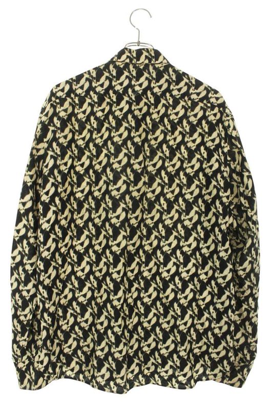 Saint Laurent Paris 646850 Y2g02 All-over Silk Blend Rayon Long Sleeve Shirt