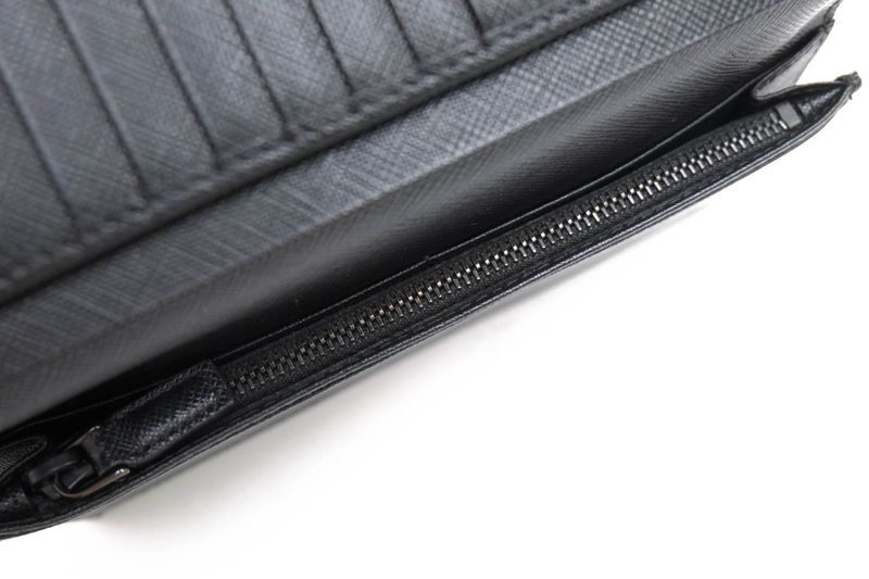 Prada Long Wallet Men Leather Genuine Black 2mv836 Portafverticale Saffiano