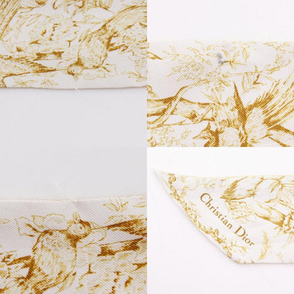[dior] Christian Dior Mitzah Toile De Jouy Sauvage Ribbon Scarf Silk Yellow/whit