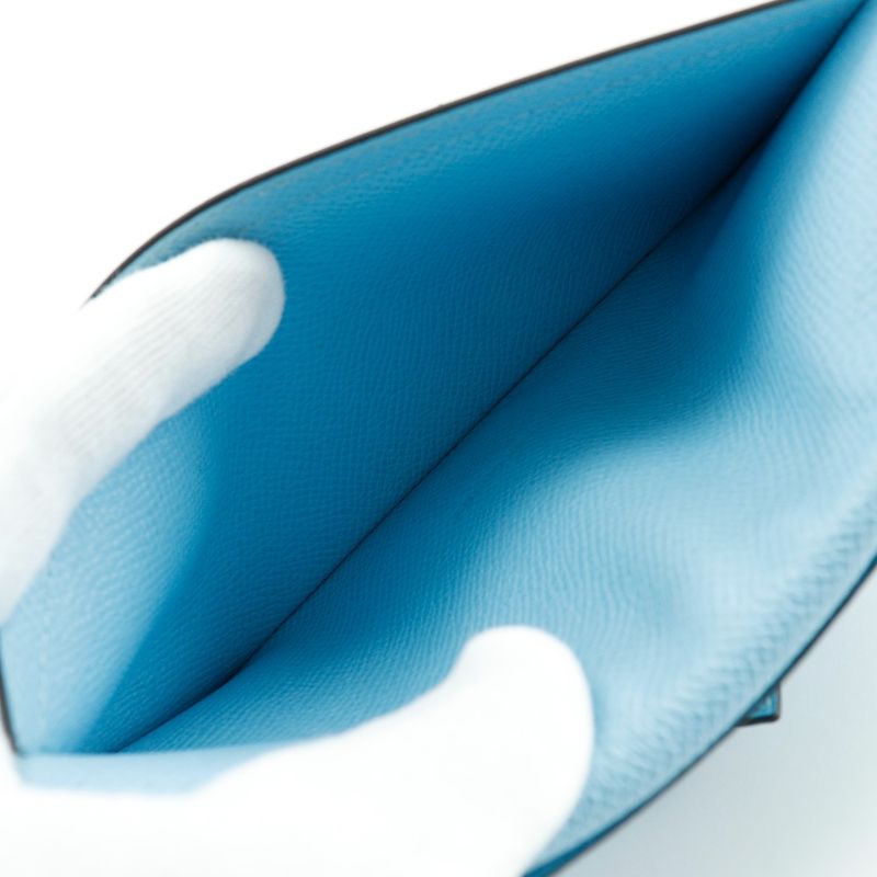 Hermes Bearn Souffle Vaux Epson Light Blue A Ladies Long Wallet