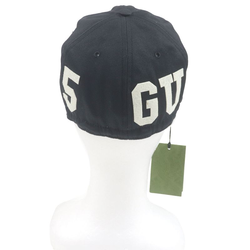 Gucci 23AW 751400 Logo Patch Rubberized Baseball Cap Black L/59cm (23.23in)