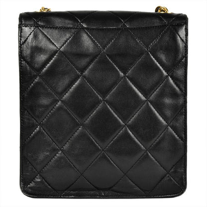 Chanel Matelasse Coco Mark Chain Shoulder Bag Lambskin Black Gold Hardware