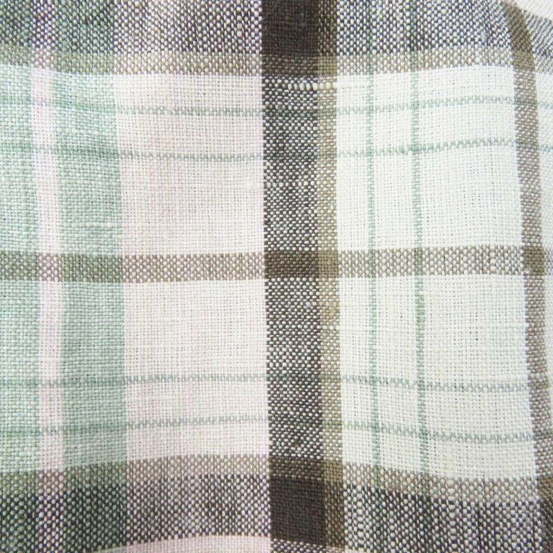 Hermes Paola 100% Linen Logo Embroidery Checkered Lining Cassock Khaki 57 Made